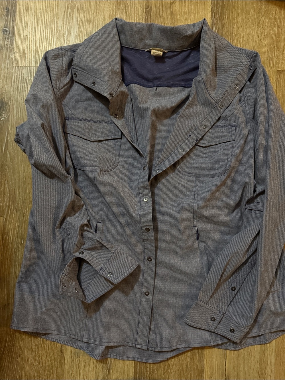 Duluth Trading Co Heather Navy Button-Up jacket